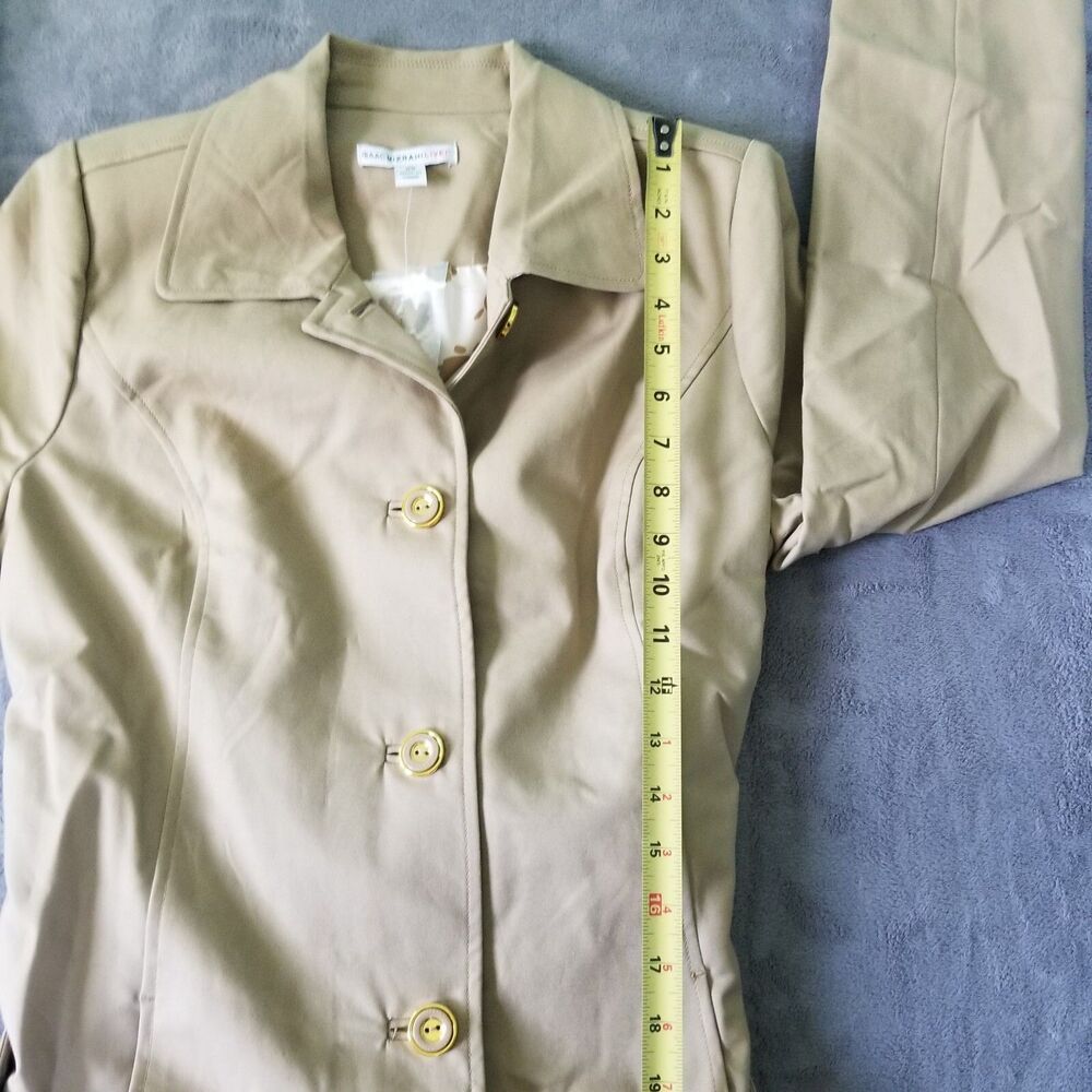 Isaac Mizrahi Live Trench Coat Jacket Womens Khaki Tan Size XS Lined Belt NWOT - Picture 9 of 10